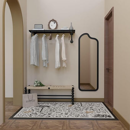 Clothes Rack 36in, Wall Mounted Garment Racks with Real Black Wood Shelf, Heavy Duty Hanging Clothes Rack, Multi-Purpose Hanging Rod, Space-Saving Closet Storage