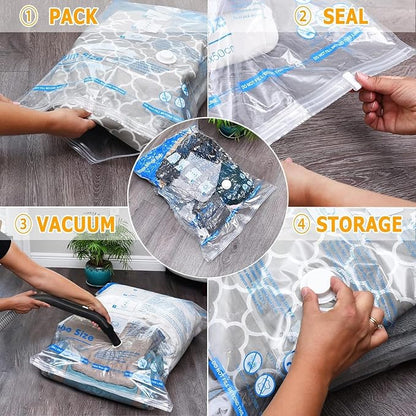 6 XXL Vacuum Storage Bags Jumbo, Space Saver Sealer Bags, fVacuum seal bags for clothing, Pillows, Comforters, Blankets, Bedding