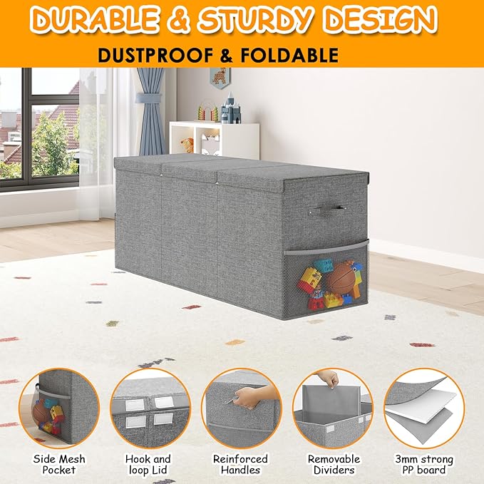 Extra Large Toy Box Chest with Lid, Kids Toy Storage Organizer for Boys Girls, Big Toy Bin Basket Extra Large Toy Storage Box for Living Room Playroom Nursery (40" x14" x16")