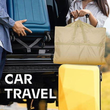 43" Travel Garment Bag with Accessories Zipper Pocket, Heavy Duty Suit Bag for Suits, Tuxedos, Dresses, Coats, Beige, 1 pack