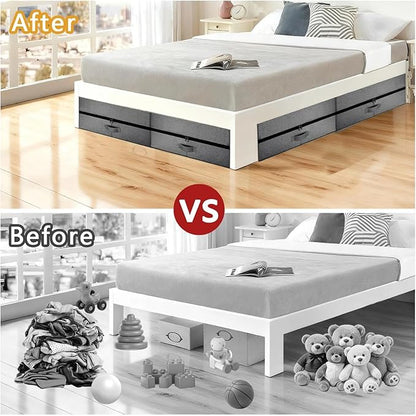 Meetue Under Bed Storage with Wheels, 2 Pack 75L Underbed Large Storage Bins with Lid, Adjustable Rolling Storage Containers for Clothes, Shoes, Blankets