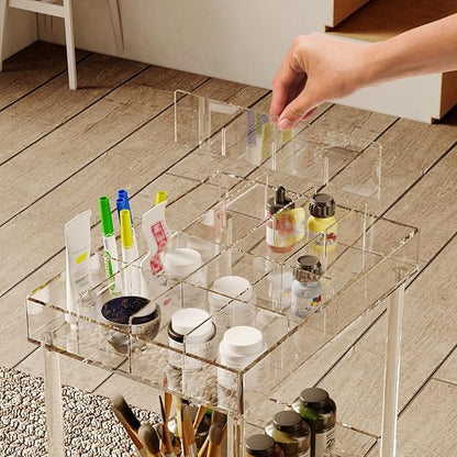 Eglaf Acrylic 3-Tier Rolling Craft Cart - Art Organizer - Craft Storage Cart with Lockable Wheels, Versatile Paint Brush Holder & Paint Organizer - 15.6'' L x 11.6‘’ W x 29.1'' H