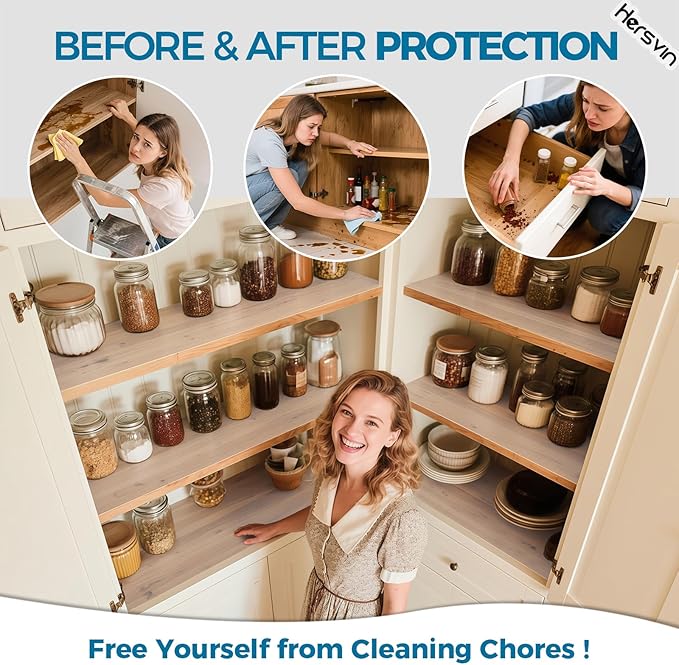 Hersvin Shelf Liners 20 in x 20 ft Drawer Mats Non-Adhesive Cupboard Protector Kitchen Cabinet Lining Fridge Liner (Clear/Diamond)