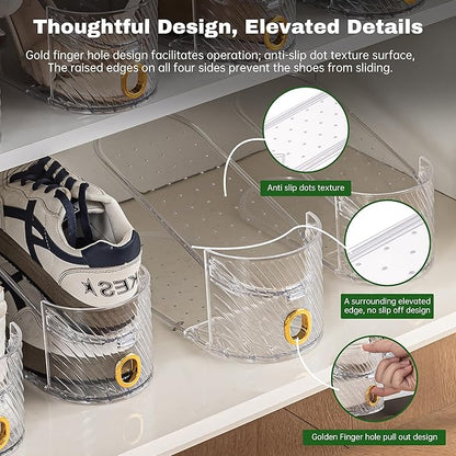 Shoe Slot Organizer 10 Pack - Shoe Slots，Can Save 50% of Shoe Stackers Space，Adjustable Shoe Stacking Device, Double-Layer Design for Shoe Slots Organizer for Closet.