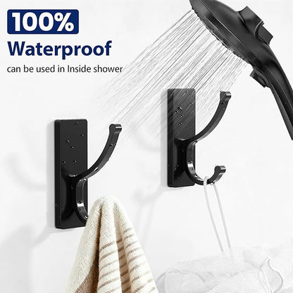 pickpiff Adhesive Wall Hooks with Strip - No Residue, Easy to Remove, Strong Heavy Duty Sticky Towel Hook, 8 Pack Black