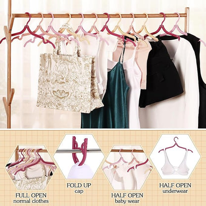 12 Pcs Travel Hangers Cruise Ship Essentials Foldable Portable Plastic Vacation Hangers Non Slip Clothes Drying Rack Travel Accessories for Dormitory School Hotel Laundry (Stylish Color)