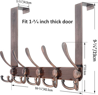 WEBI Over The Door Hooks for Hanging,Door Hanger,Over Door Towel Rack,Door Coat Hanger Door Coat Rack for Clothes,Back of Bathroom,Antique Copper,2 Packs