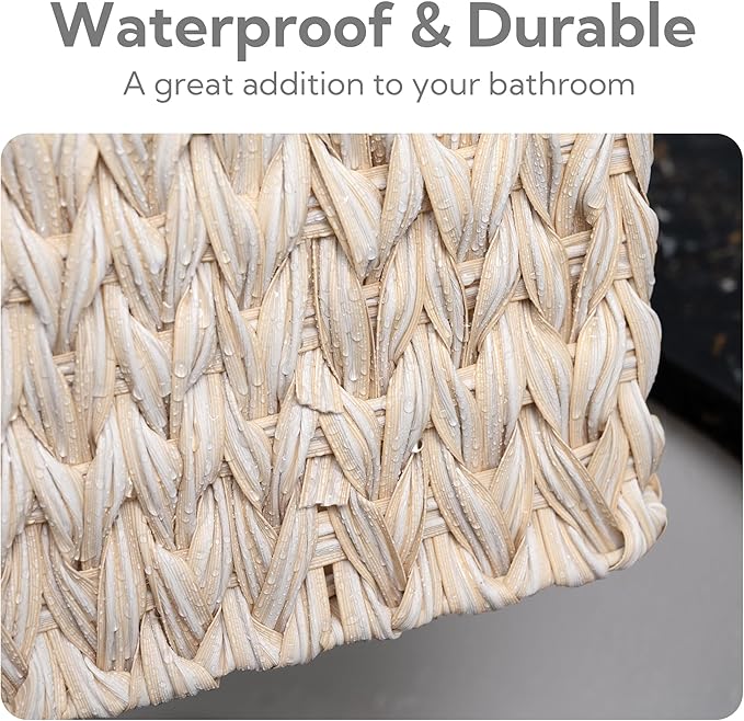 GRANNY SAYS Wicker Baskets for Organizing, Wicker Storage Basket for Shlef, Woven Baskets Oraganizer, Waterproof Vanity Basket for Towel, Home Organization, 3-Pack