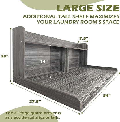 Royxen Laundry Countertop with 20“ Shelf Universal Fit, Washer and Dryer Countertop with Storage Space, Eucalyptus