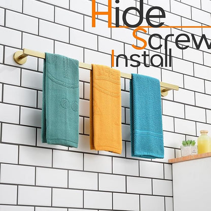 32 Inch Bathroom Towel Bar Bath Towel Rack Kitchen Towel Holder Long Towel Rails Wall Mounted SUS304 Stainless Steel Brushed Gold AN4001GD-L32