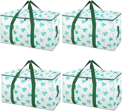 BALEINE 4-Pack Oversized Moving Bags with Reinforced Handles, Heavy-Duty Storage Tote for Clothes, Moving Supplies (Clover, 4-Pack)