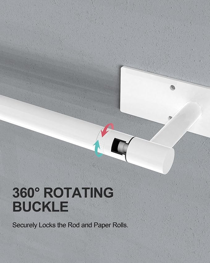 White Paper Towel Holder Under Cabinet, Self Adhesive or Wall Mounted SUS304 Stainless Steel Paper Towel Holder for Kitchen, Bathroom, Farmhouse, Barbecue and Laundry (White)