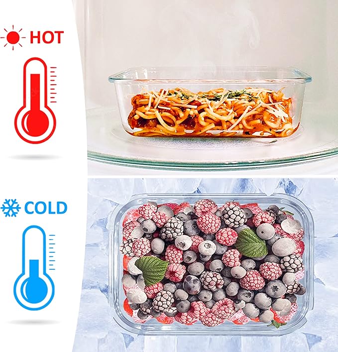 EcoPreps Glass Meal Prep Containers with Bamboo Lids (3 Pack) - 100% Plastic Free, Eco-Friendly Lunch Containers, Bamboo Lid Storage Container Set - Microwave Safe Glass Food Storage Container Set