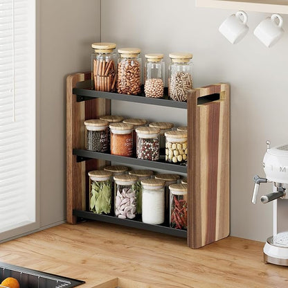 UJQSUN Bathroom Counter Organizer,Bathroom Counter Shelf,Bathroom Organizers,Under Sink Organizer,Cologne Organizer For Men,Cologne Cabinet,Spice Rack Organizer for Cabinet,Gifts(Brown 3 Tier)