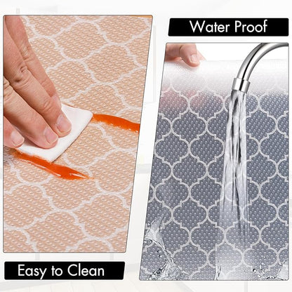 Cooyes Shelf Liner for Kitchen Cabinets – Non-Adhesive Waterproof Drawer Liner – Durable EVA Material Easy-to-Cut Shelf Paper for Refrigerator, Cupboard, Dresser with Modern Pattern