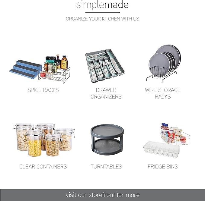 SIMPLEMADE Clear Refrigerator Organizer Bins - Clear Bins for Fridge, Containers for Fridge and Freezer, Multipurpose Storage for Kitchen, Office, Bathroom, Pack of 3 (Design 2)