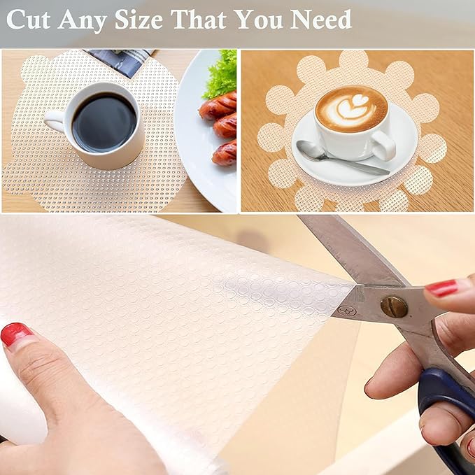 Shelf Liner for Kitchen Cabinets 16 Inch Wide X 20 Ft Non Adhesive Cabinet Drawer Liners Non Slip Waterproof Strong Grip Clear Closet Pantry Shelf Liner Cupboard Refrigerator Bathroom Drawer Mat