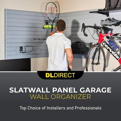 Heavy Duty 4x4 PVC Garage Slatwall Storage System (with Endcaps & Screws) - Modular Slat Wall Paneling for Garage Wall Organizer - Interlocking Slatwall Panels for Home & Commercial Use (Grey)
