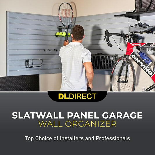 Heavy Duty 2x4 PVC Garage Slatwall Storage System (with Endcaps & Screws) - Modular Slat Wall Paneling for Garage Wall Organizer - Interlocking Slatwall Panels for Home & Commercial Use (Grey)