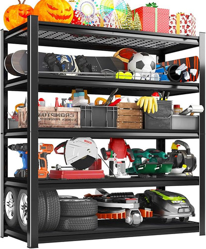 72" H Garage Storage Shelves 5-Tier,Garage Storage System Shelves Adjustable 3000LBS,Storage Shelving for Basement,Pantry,Kitchen,Warehouse,72" H x 59" W x 20" D