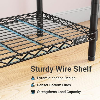 VIPEK V5L i1 Garment Rack Heavy Duty Clothes Rack with Dimmable LED Lights, 3000K Warm White, Metal Clothing Racks for Hanging Clothes, Large Freestanding Wardrobe Closet for Bedroom, Black