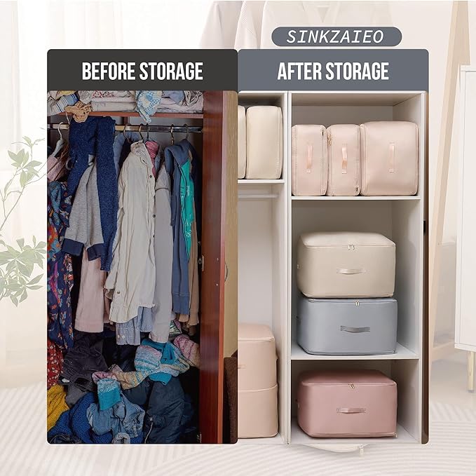 Ultra Space Saving Self Compression Organizer,Packing Cubes,Waterproof And Moisture-Proof,High Capacity,For Blankets Clothes Duvet Comforter（Gray 21.2 * 16.2 * 23.6 In）