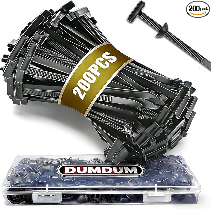 200 Pcs Nylon Universal Cable Tie Buckle with PP Storage Box - Fixion Tools Kit Includes Multifunctional Zip Ties, Pin & Button Fasteners, UV Resistant for Car Repair, Bumper & Fender Clips (200PCS)