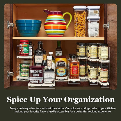 Vertical Spice Solid Maple Storage Rack Drawer - Sliding Spice Rack - Pantry Organizers and Storage - Kitchen Cabinet Organizer - Pull Out Shelf - Made in USA - 1 Drawer (6.9" W x 5.0" H x 10.6" D)