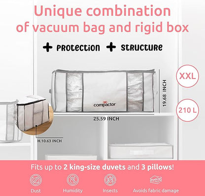 Compactor Pack of 3 XXL, Vacuum Storage Bags, Vacuum Seal Bags for Clothing with Semi-Rigid Box,Compression Cubes for Comforters & Blankets
