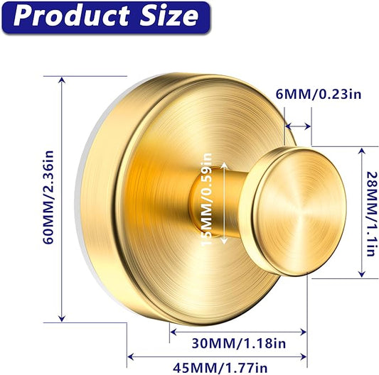 Suction Cup Hooks for Shower,Wreath Hanger for Front Door,Removable No Drill Waterproof Towel Loofah Hook,Upgraded 15 lbs Strong Suction Metal Hooks for Bathroom,Wall,Garland Glass Door-Gold 2 Pcs