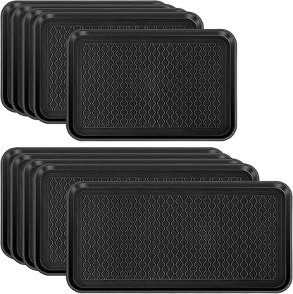 Yungyan 10 Pcs Multi Purpose Large Boot Trays Waterproof Shoe Tray, Durable Boot Mat Dog Cat PET Food Tray for Indoor Outdoor Garage Entryway Floor Protection, Black, 2 Sizes