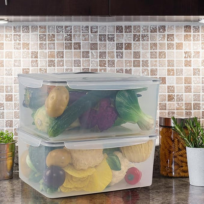 Yuright 4 Packs Airtight Food Storage Container, 15 Quart Clear Latching Storage Bin with Seal Lid, Sealed Fresh Keeping Box