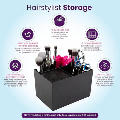 Salon Supply Co Hair Dresser Organizer - Shear Holder for Stylist - Hairstylist Organizer for Station - Scissor Holder Box - Hairstylist Accessories - Holder for Scissors (Black)