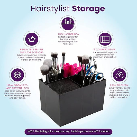 Salon Supply Co Hair Dresser Organizer - Shear Holder for Stylist - Hairstylist Organizer for Station - Scissor Holder Box - Hairstylist Accessories - Holder for Scissors (Black)
