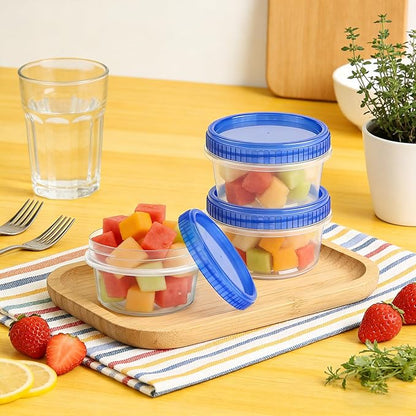 ISUSSER 6 Pack Freezer Containers with Screw On Lids, 8 Oz Stackable Reusable Plastic Storage Container, Airtight Plastic Food Storage Containers with Twist Top Lids for Food Soup Jello Sauce