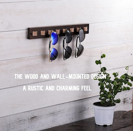 KELEQUI ZAP Gifts for Men Sunglass Organizer Wall Mounted Sunglasses Rack Wood Sun Glasses Holder for Multiple Glasses Hanger Storage Unique Birthday Gifts for Husband Dad