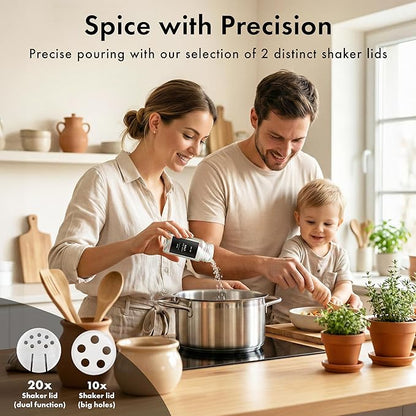 EDELHAUS® Square Spice Jars with Acacia Wooden Lid (Pack of 24) Spice Jars with Shaker Insert and 240 Labels - Acacia Lid Glass Container for Spice Organisation [4.3 in × 1.8 in]