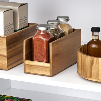 iDesign Acacia Wood Open-Front Pantry Bin for Kitchen Organization - Set of 4 - Natural