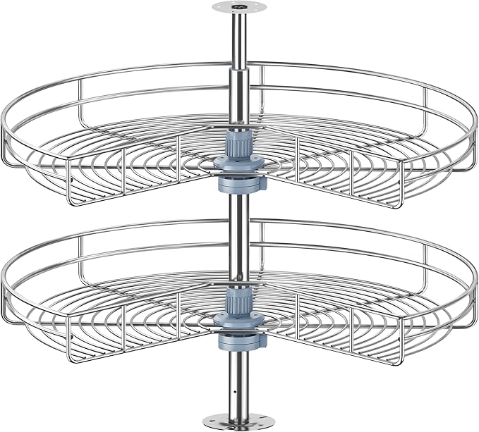32" Kidney Lazy Susan for Corner Cabinet, Lazy Susan Replacement Shelves for Cabinet,Chrome Rotating Storage Rack for Corner Cabinet Organizer (Cannot be Door-Mounted)