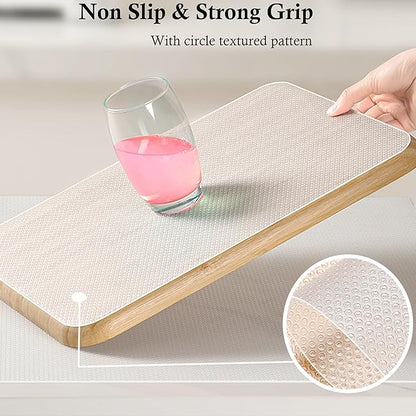 Shelf Liner with Adhesive Cabinet Drawer Liners Peel and Stick 20 in X 20 Ft Non-Slip Waterproof Kitchen Cupboard Drawer Mat for Pantry Shelves Closet Bathroom Refrigerator Liner Removable