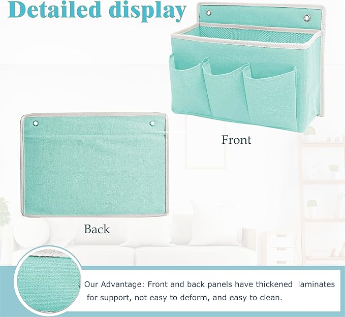 2-Pack Wall Hanging Organizer Bag/Hanging Baskets with Large Mesh Compartment & 3 Pockets，Over the Door Organizer Space Saving Storage for Bedroom,RV Camper, Closet (Green -2 Pack)