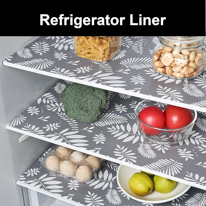 Cooyes Shelf Liners for Kitchen Cabinets Waterproof & Oil-Proof Kitchen Cupboard Mats Non-Slip Drawer Mats EVA Material Non Adhesive Fridge Liner for Shelves（17.5" W x 78.7" L）