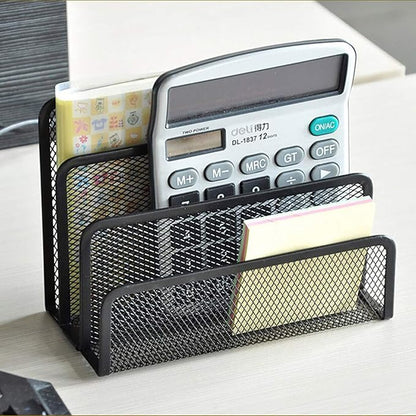 VANRA Small Letter Sorter Desktop File Holder Organizer Metal Mesh with 3 Vertical Upright Compartments (Black)