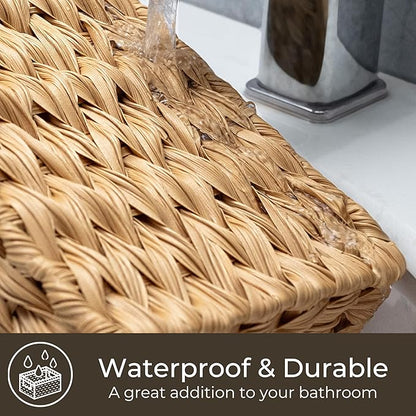 GRANNY SAYS Wicker Storage Basket for Shelves, Large Wicker Basket with Handles, Trapezoid Woven Baskets for Storage, Decorative Baskets for Home Decor, Natural