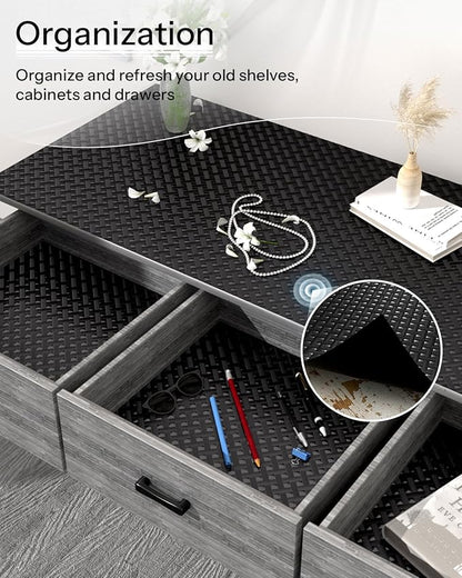 Shelf and Drawer Liner for Kitchen Cabinet, Non-Adhesive 24in x 360in Waterproof Contact Paper Refrigerator Liners Thickened Durable EVA Material Non Slip Mat for Dresser Cupboard Pantry Protector