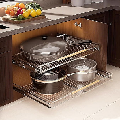 taiheis 2 Pack Expandable Pull Out Cabinet Organizer，Side Mounting 23.2~39.99"x22.5"Cabinet Pull Out Shelves, Expandable Slide Out Spice Rack for Kitchen Bathroom Office