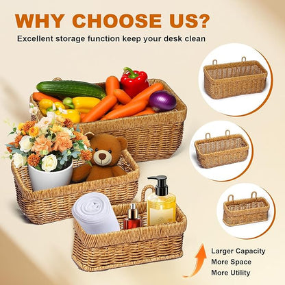 2 PCS Fruit Racks, Kitchen Hanging Basket, Open Storage Bins, Fruit And Vegetable Storage Container, Potato Basket, Kitchen And Bathroom Countertop Organization For Home Decor(Yellow-(M+L))