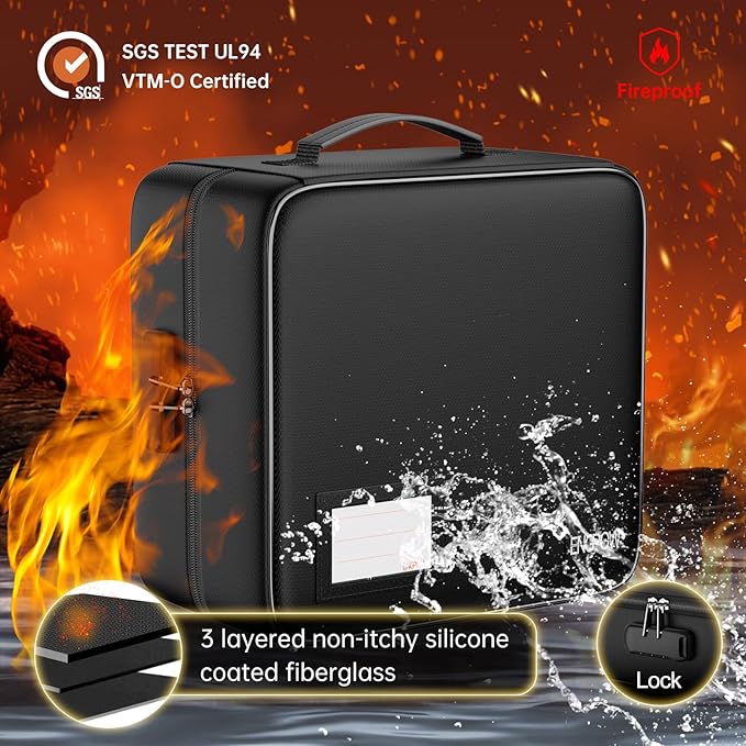 ENGPOW CD/DVD Storage Case with Lock,Fireproof CD/DVD Case Binder,400 Capacity CD Organizer Binder DVD Storage Holder with Zipper＆Handle,Portable Storage Binder Safe for Home Office Travel Car,Black