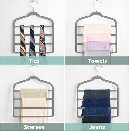 Velvet Pants Clothes Hanger Space Saving Non Slip Pants Shorts Hanger, Myfolrena Jeans Slack Trousers Hangers Multiple Velvet Hanger Closet Storage and Organization for Jeans,Scarf,Tie(Grey, 3)
