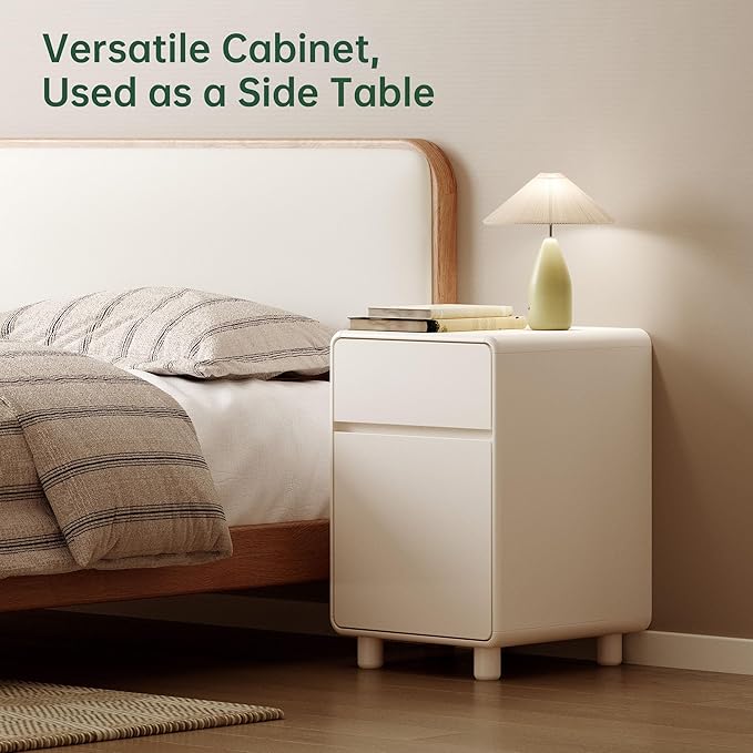 Vadisun Solid Rubber Wood Nightstand with 2 Drawers, Modern Small Wooden Nightstands, Small Bedside Table for Bedroom(16" W x 16" D x 23" H)